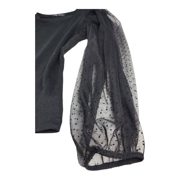 Zara Black Organza Puff Sleeve Elastic Cuff Sz Small Ribbed whimsigoth Going out - Picture 5 of 6